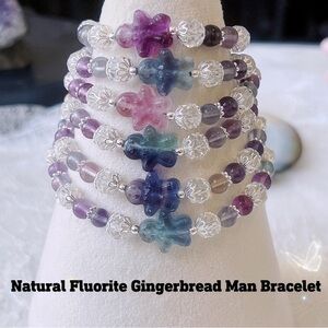 Natural Fluorite Gingerbread Man Bracelet